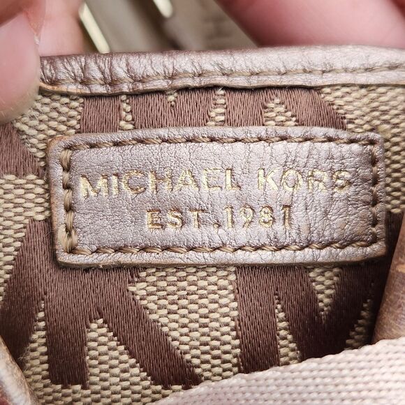 Michael Kors Women's City Signature Sneakers Tan Brown MK Print Lace Up Size 8.5 - Picture 2 of 12